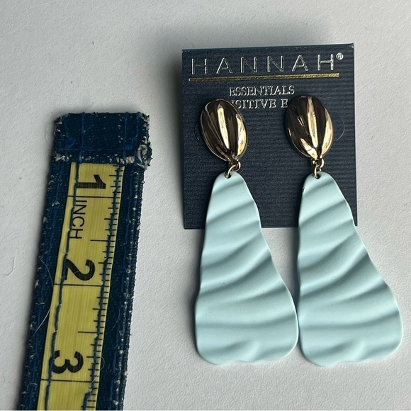 NEW Hannah Clay Poly Drop Earrings Teal and Gold - Picture 6 of 6